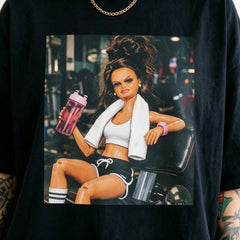 Disgusting Gym Girl Vintage Workout Meme Print Short Sleeve Tee Top
