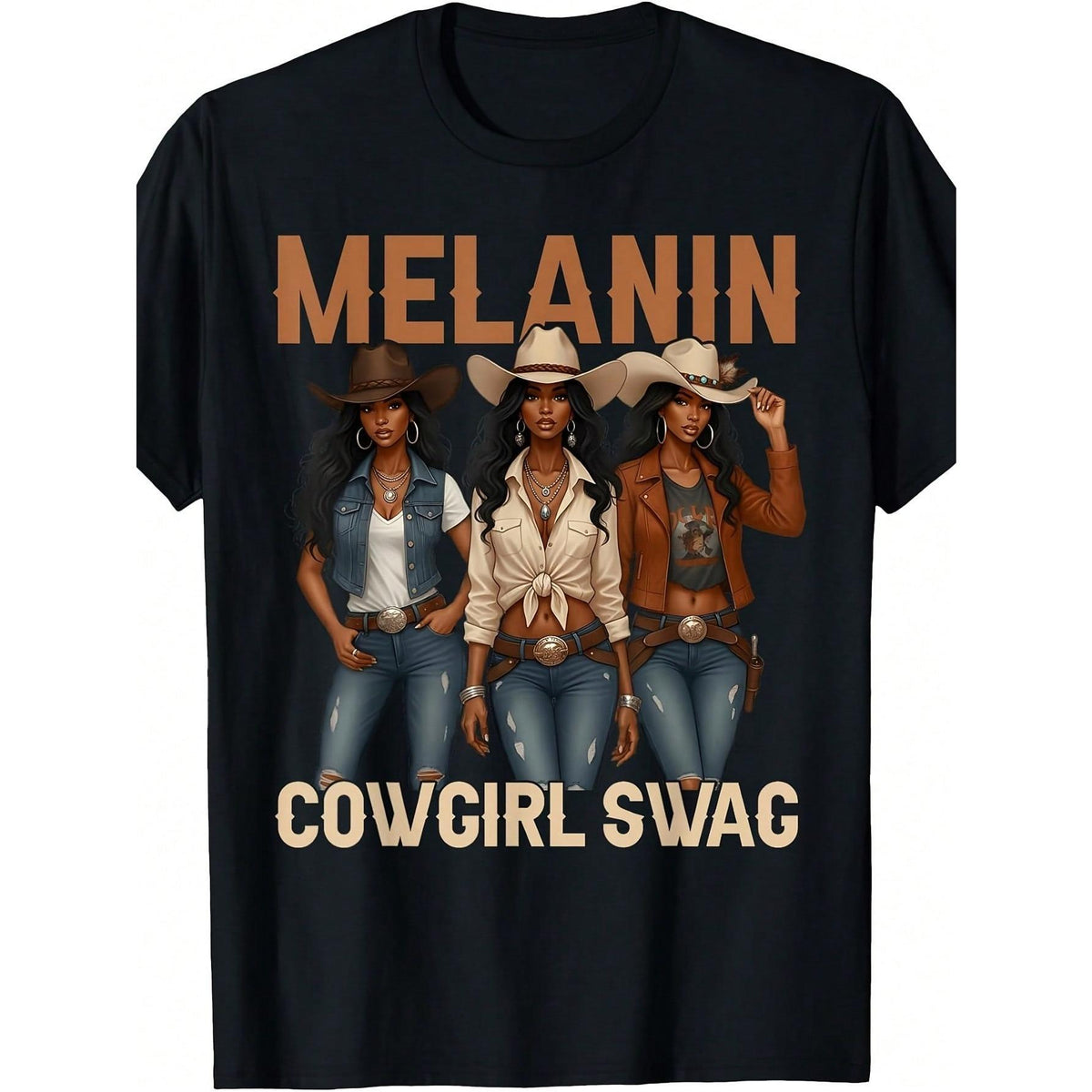 Melanin Cow Swag Black History Month African  Women T-Shirt