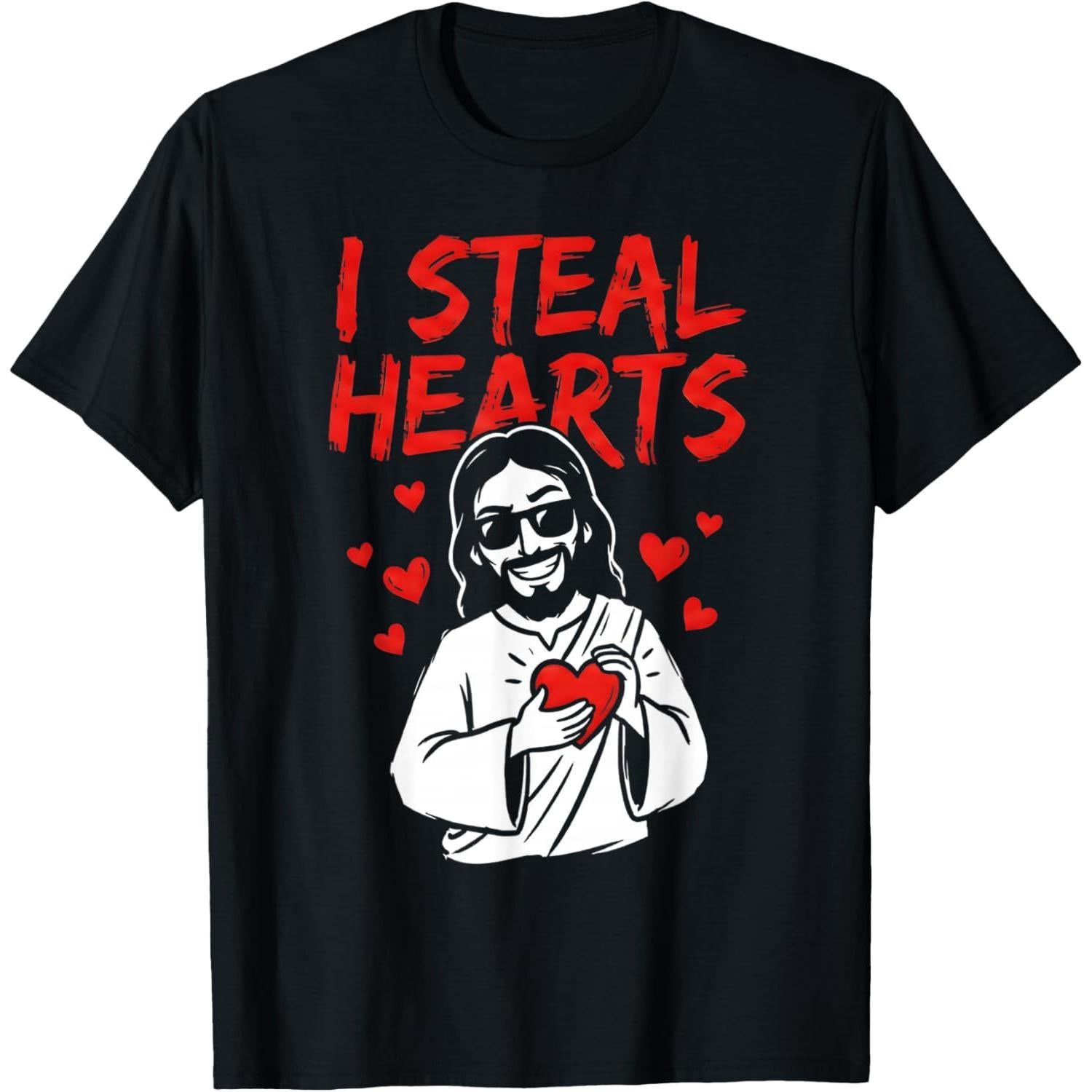 I Steal Hearts Jesus Valentines Day Christian Love Religious T-Shirt