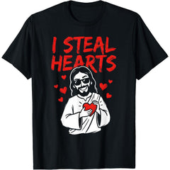 I Steal Hearts Jesus Valentines Day Christian Love Religious T-Shirt