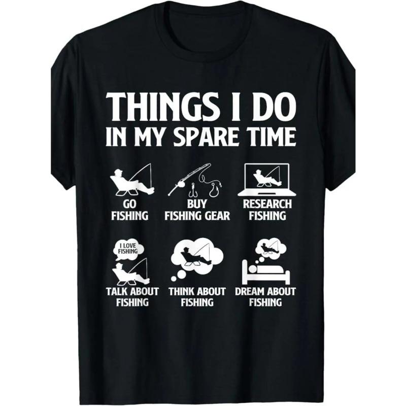 Things I Do In My Spare Time Fishing Boys Men Bass Fishing T-Shirt cotton, Shortsleeve, Casual