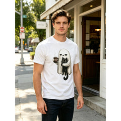 Ghost Cat Graphic T-Shirt, Funny Halloween Gift for Introverts, Tshirt
