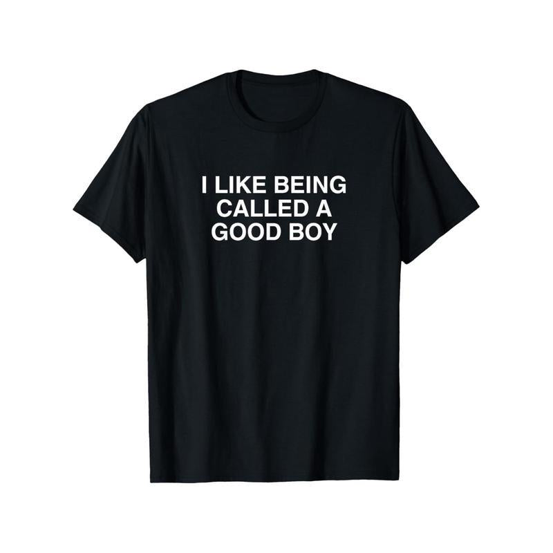 Men's Cotton Short-Sleeve Round Neck Graphic T-Shirt - "I Like Being Called a Good Boy" Funny Print, Black, Comfortable Versatile Menswear Top, Summer Streetwear Casual Wear