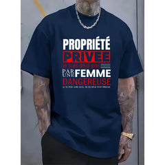 Men's French Funny Quote "Propriété Privée" Graphic T-Shirt Humor Tee