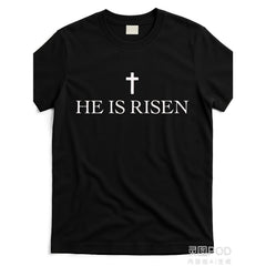 Men's Plus Size T-Shirt, Christian Cross Graphic Tee, He Is Risen Religious Top, Casual Short Sleeve, Easter Church Wear, Black