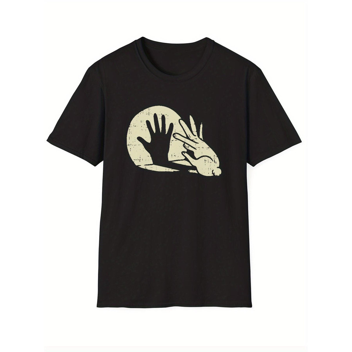 Men'S T-Shirt with Funny Gesture Print, Casual Crew Neck, Geometric Pattern, Regular Fit