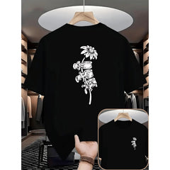 Men'S T-Shirt with Spine and Sunflower Double-Sided Print | Casual Style, Crew Neck, Perfect for Daily Wear and Fitness, Summer Season