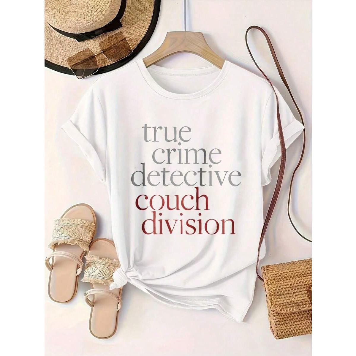 “True Crime Detective” Women‘s Graphic T-Shirt | Casual Print Tee | 100% Cotton Round Neck Short Sleeve | Black