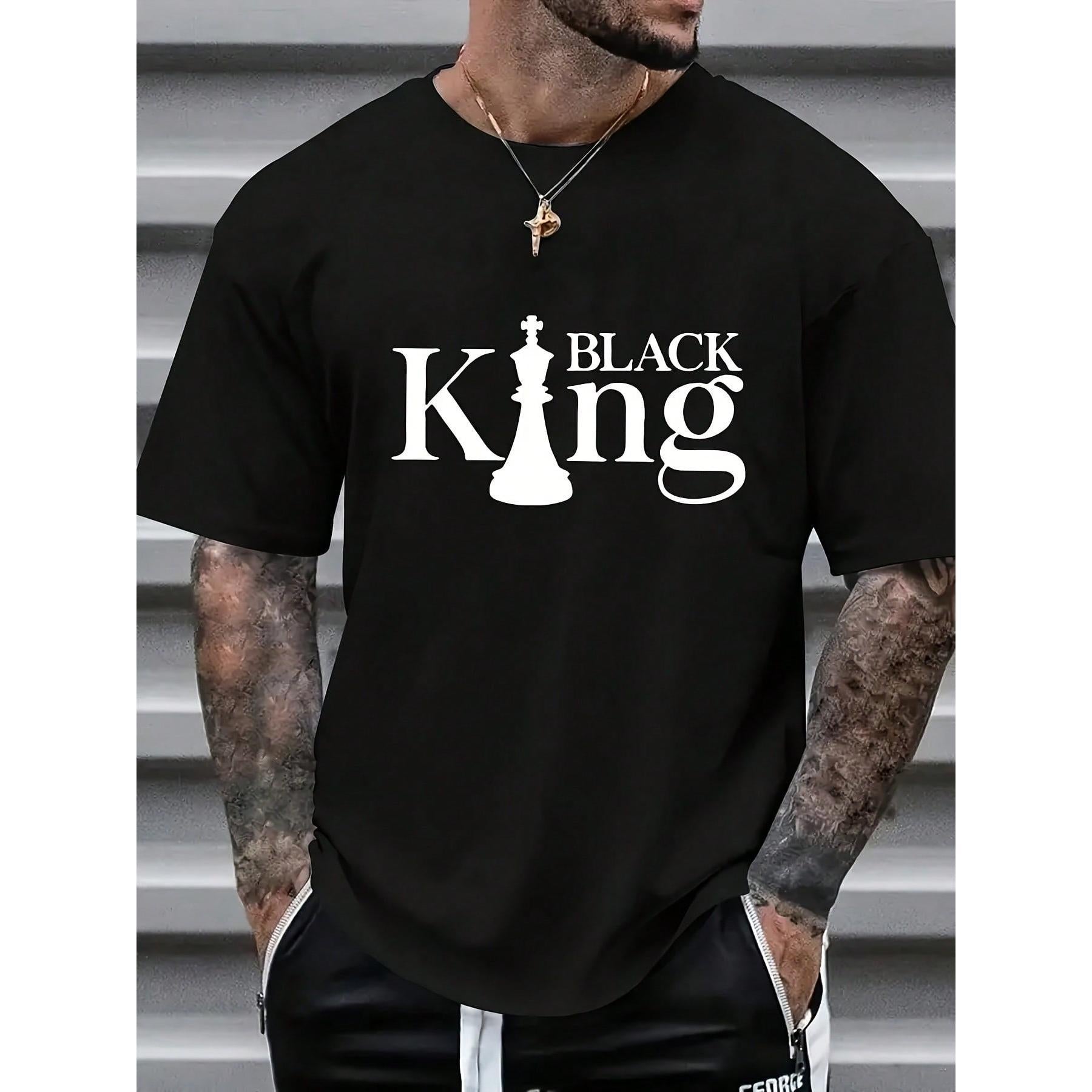 King Print T-Shirt, Men's Casual Short Sleeve Tee For Summer