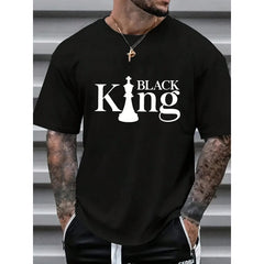 King Print T-Shirt, Men's Casual Short Sleeve Tee For Summer