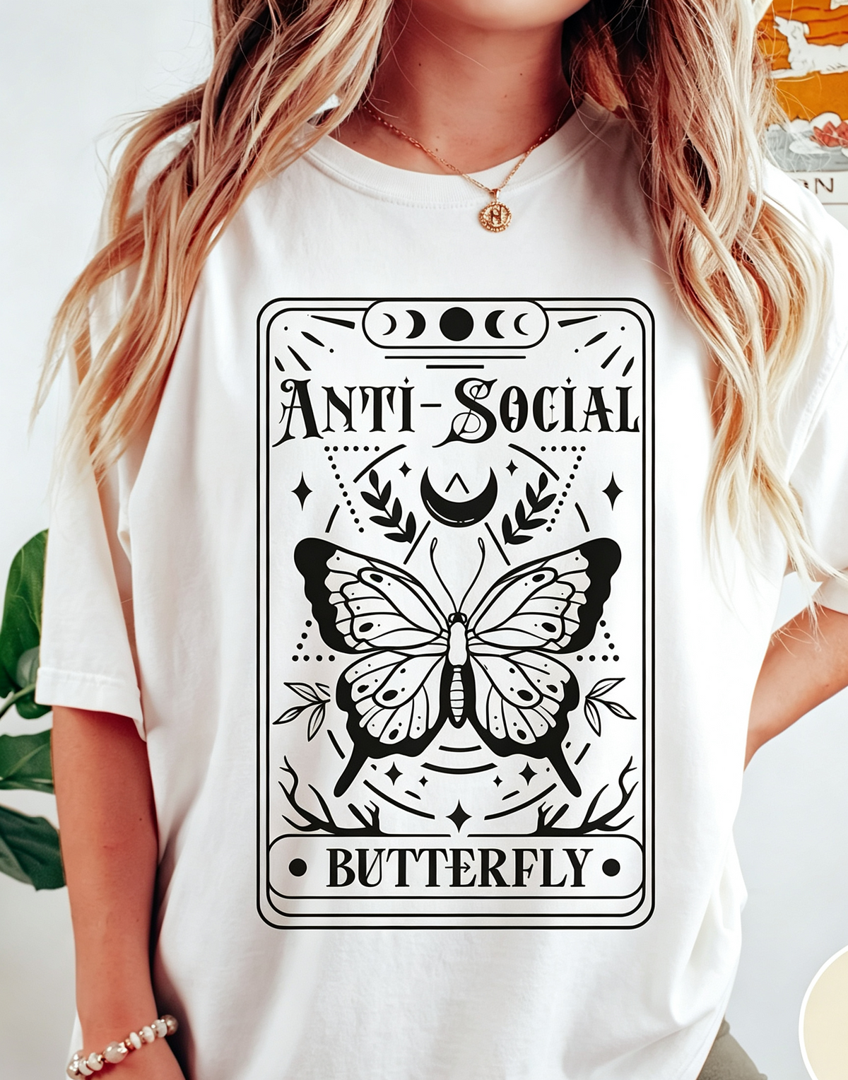 Fashion Retro Butterfly Card Comfortable Color Shirt,Women Round Neck Short Sleeve T-Shirt,Casual Graphic T-Shirt for Halloween