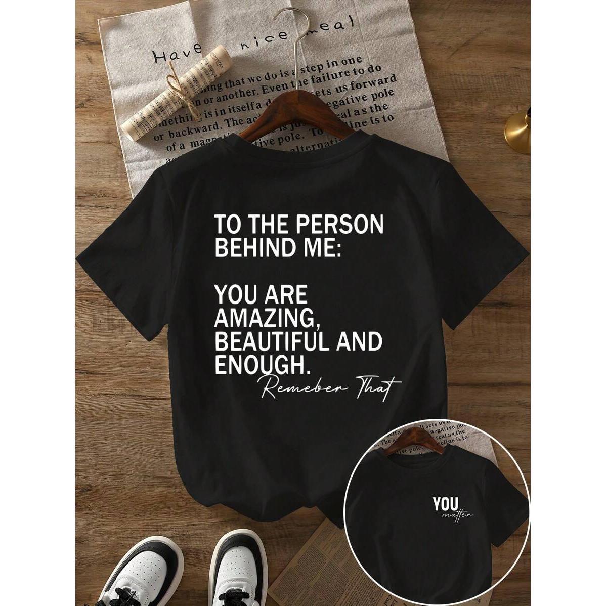 You Are Amazing Positive Quote Crew Neck Tee Inspirational Slogan Letter Print Casual T-Shirt