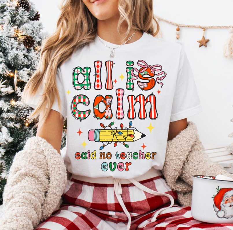 Women’s Cute Christmas Teacher Graphic T‑Shirt, Festive Classroom Holiday Crew Neck Short‑Sleeve Casual Tee with School Character Print