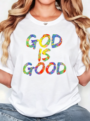 God Is Good Cute Christian Worship Women's Plus Size T-Shirt Funny Oversized Graphic Short Sleeve Tee
