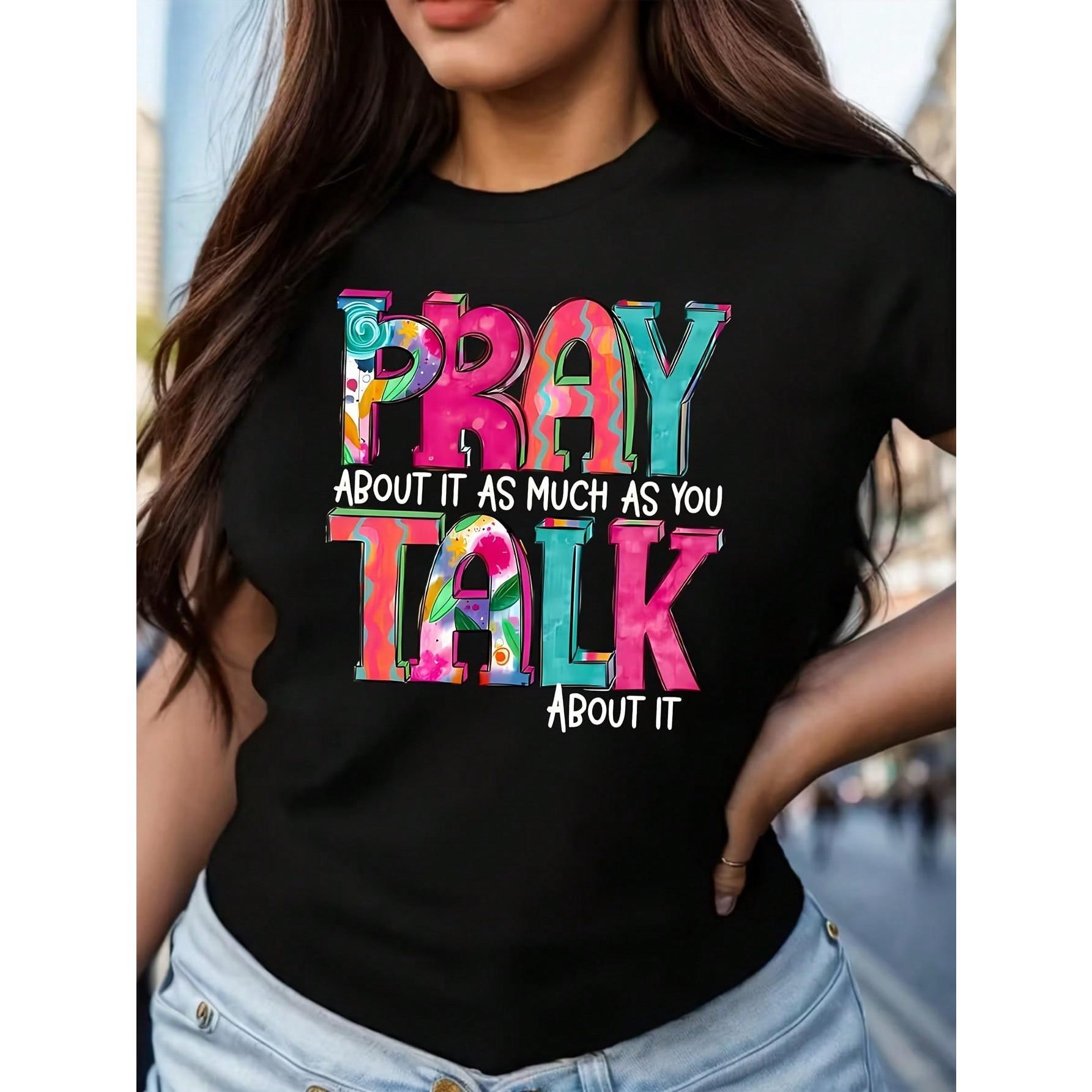 Letter Pattern Printed Fashionable 1 Pcs Women's Plus Size T-Shirt Funny Oversized Graphic Short Sleeve Tee Novelty 100%