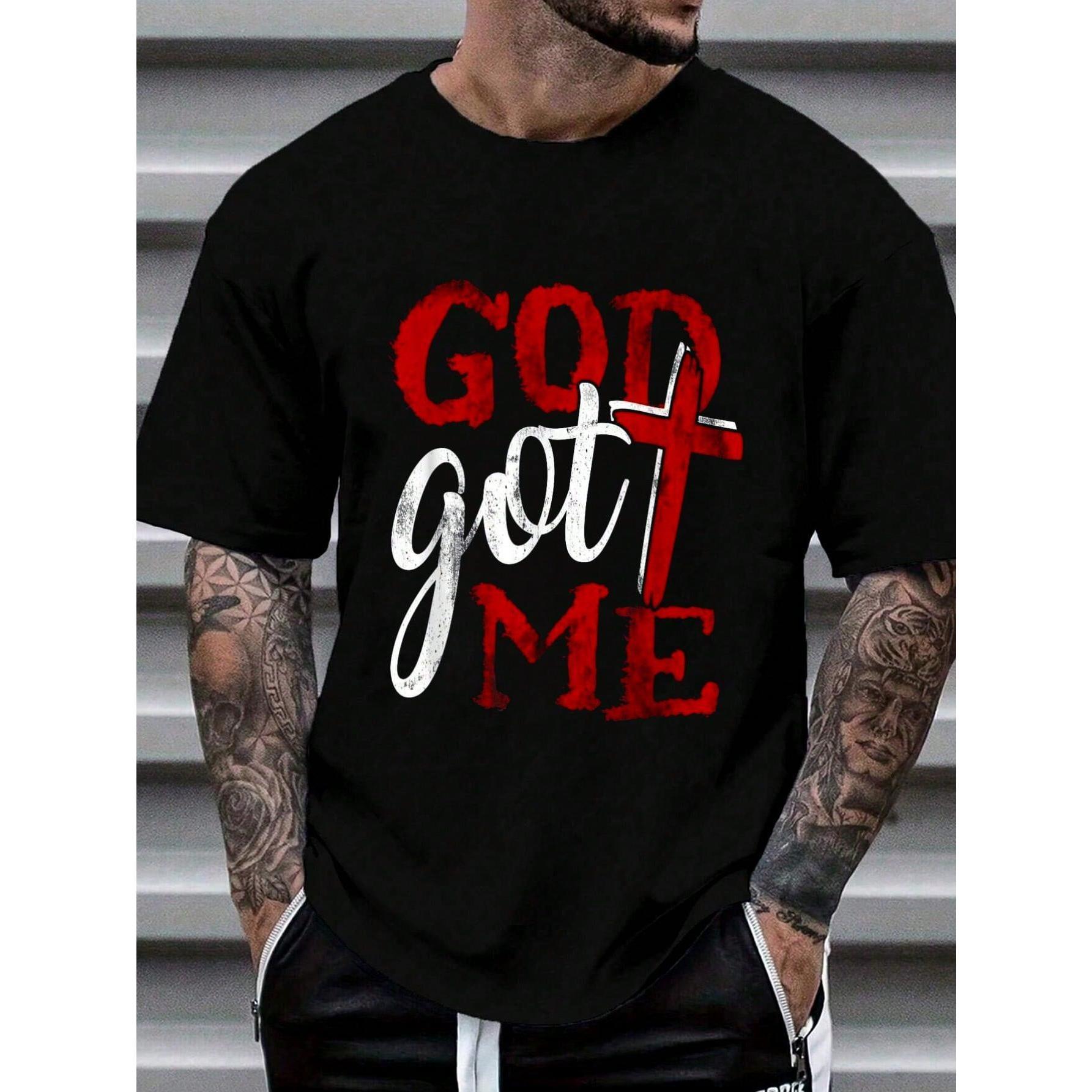 100% Cotton God Christian Faithcross Got Me Religion Quote Inspriration T-Shirt Women's Men's Graphic Tee Causal Tops Fashion Tshirt Short Sleeve T-Shirt