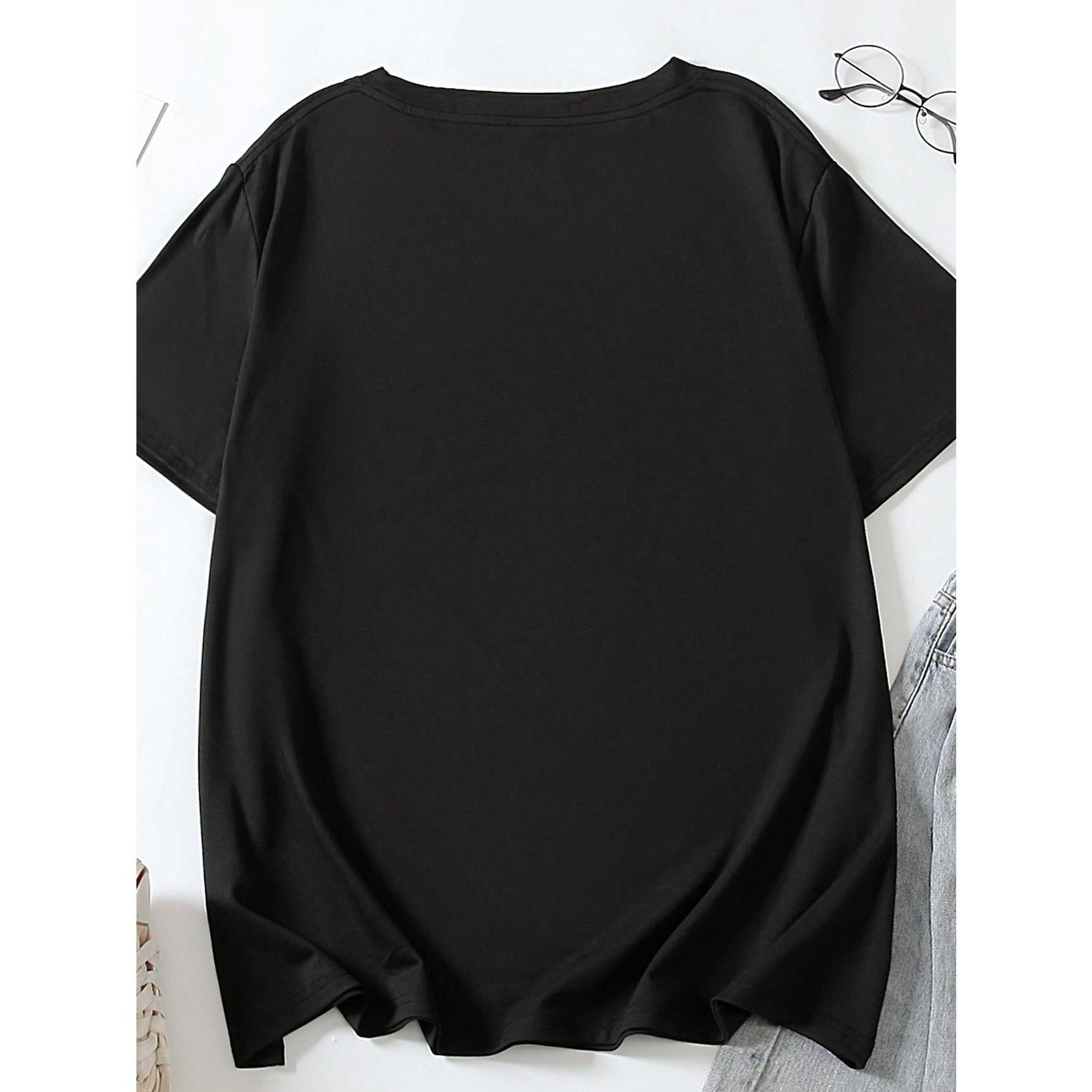 Calvaya Plus Size Women's Nah I'm Good Summer Printed Slogan Round Neck Short Sleeve Casual T-Shirt Graphic Tees Women Tops Fabric Fit Black Crewneck Womenswear Streetwear Shortsleeve Tshirt