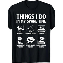 100% Made US Things I Do In My Spare Time Fishing Boys Men Bass Fishing T-Shirt