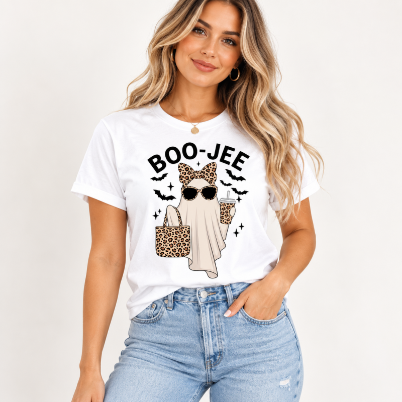 Boo-Jee Ghost Shirt, Leopard Ghost Tee, Ghost Coffee Shirt, Funny Fall Shirt,  Ghost Tee, Girly Halloween Gift, Boojee Shirt