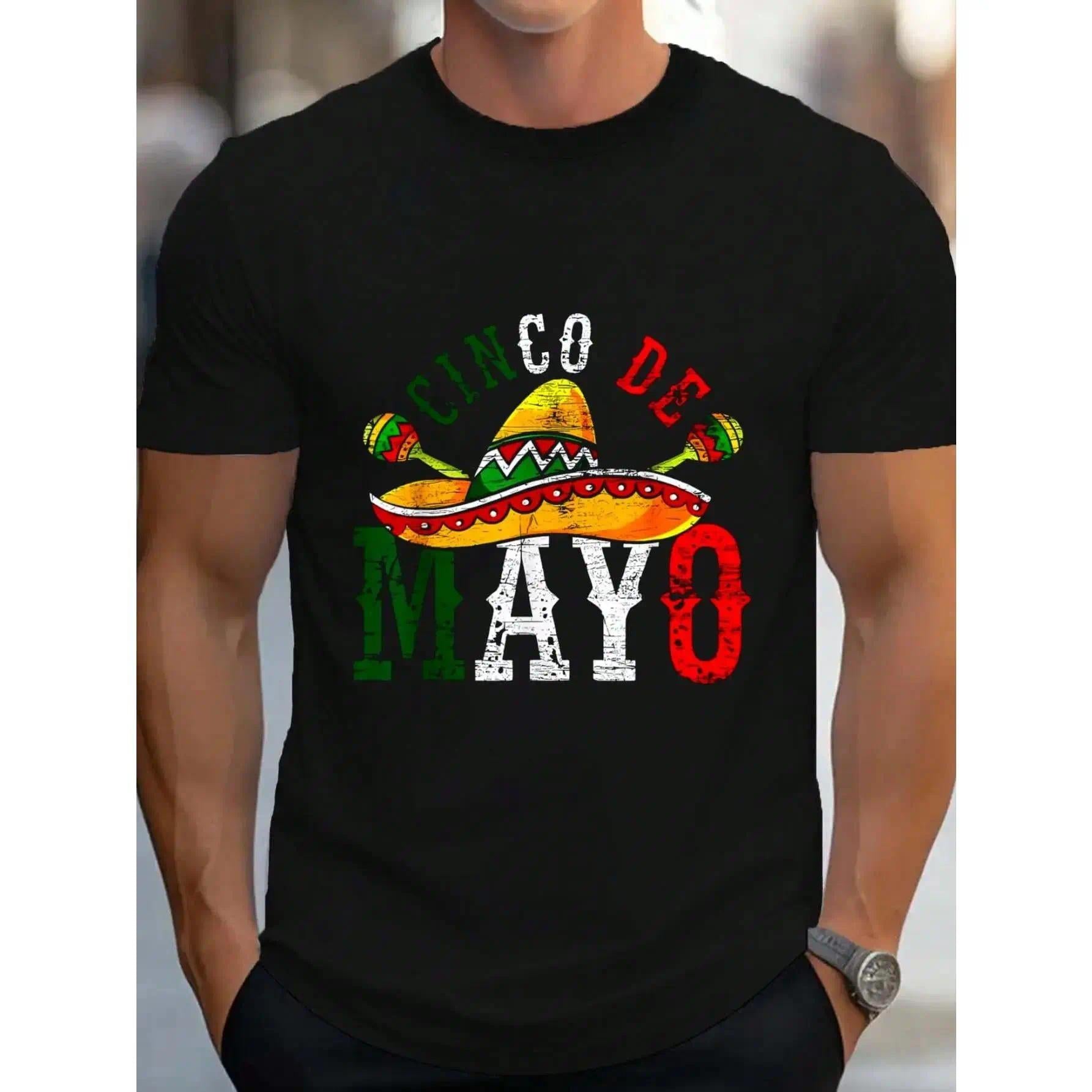 100% Cotton Cinco De Mayo Mexican Lets Fiesta 5 De Mayo Men T-Shirt Women's Men's Graphic Tee Crew Neck summer vacation Tops