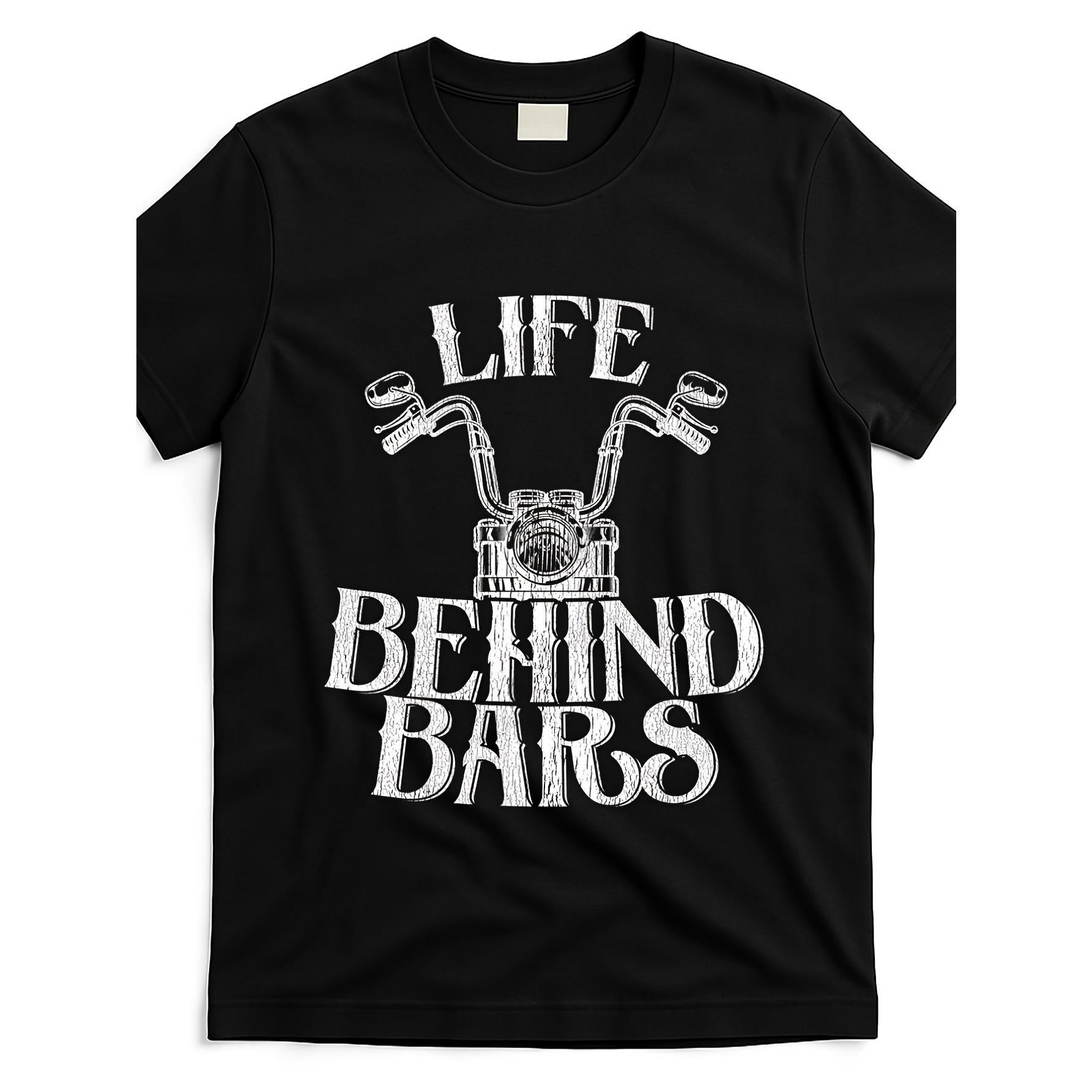 Men's Funny Motorcycle Prison Joke T Shirt Distressed Life Behind Bars Graphic Tee Casual Short Sleeve Shirt for Enthusiasts & Humor GiftsSame Style for Men and Women 2026 Summer Short-sleeved Printed T-shirt Pure 220G