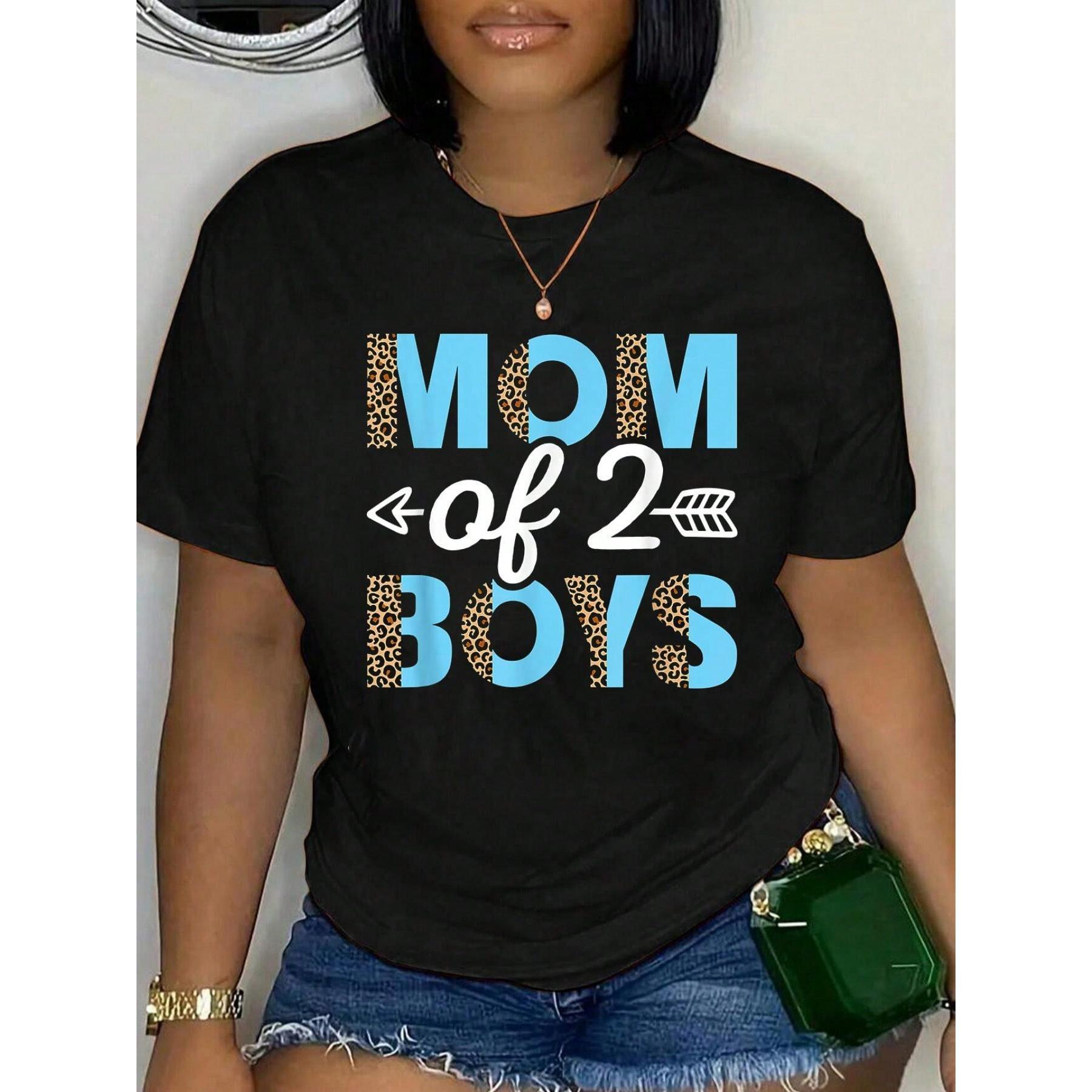 100% Cotton Mom Of 2 Boys Cute Mama Mommy Mothers Day T-Shirt