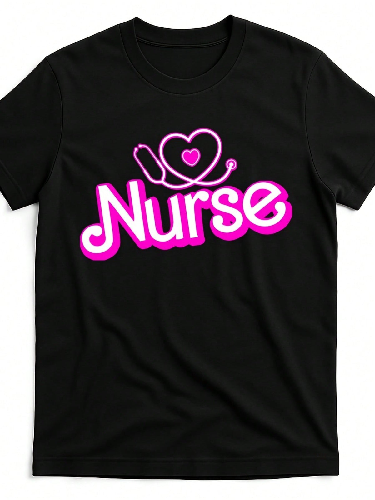 Adorable Nurse Theme Print Short Sleeve Tee Unisex Pure Cotton Summer Top