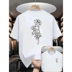 Men'S T-Shirt with Spine and Sunflower Double-Sided Print | Casual Style, Crew Neck, Perfect for Daily Wear and Fitness, Summer Season