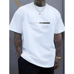 Men's Casual Crew Neck T-Shirt With Unique Letter Print,Black & White Graphic, Short Sleeve, Regular Fit, Summer Style, Comfortable Fabric, Perfect For Casual Attire, Everyday Tshirt| Bold Statement Shirt| Comfortable Fit