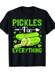 Pickles Fix Everything Funny Pickle Lovers Retro T-Shirt