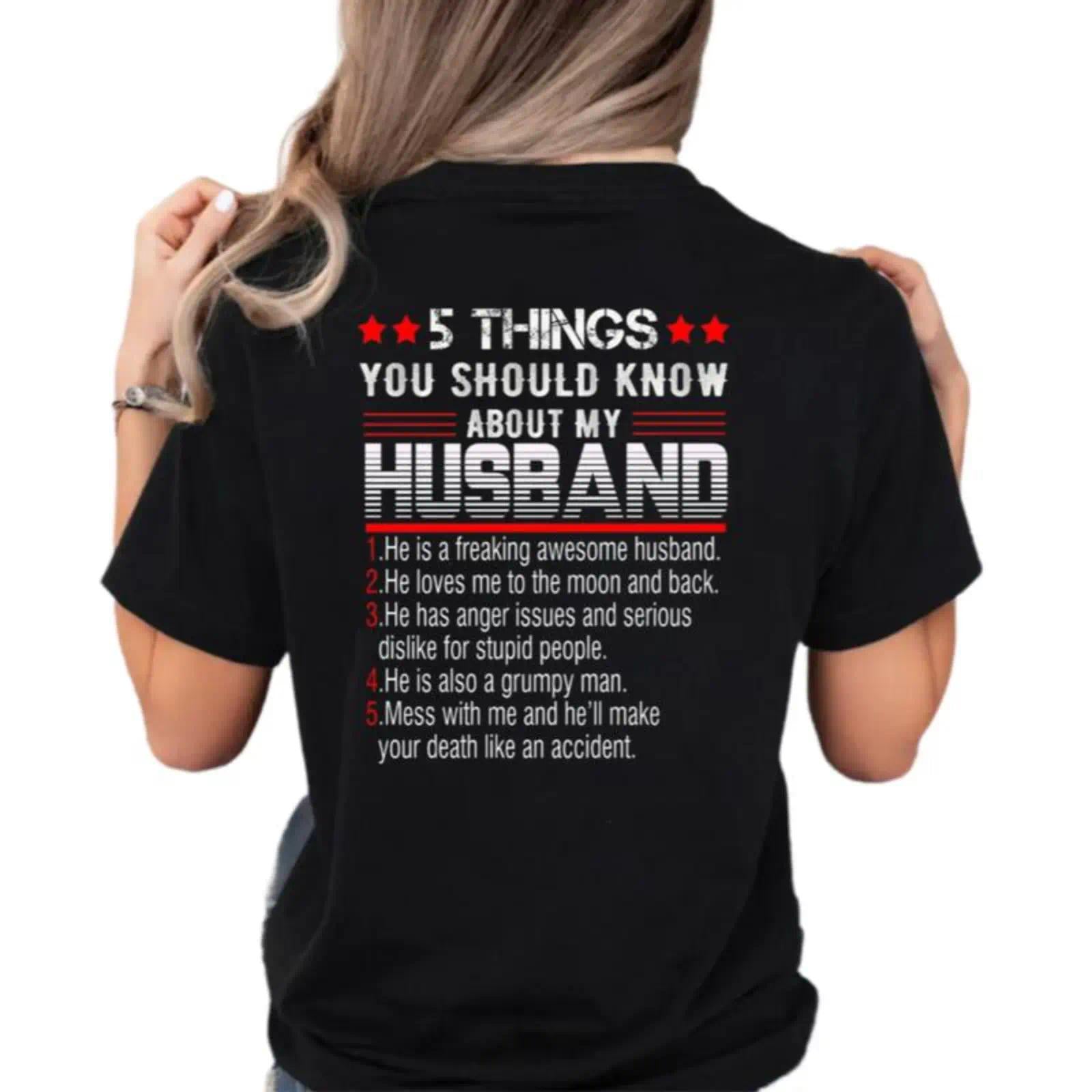 5 Things You Should Know About My Husband Shirt, Gift For Wife From Husband, Funny Wife T Shirt