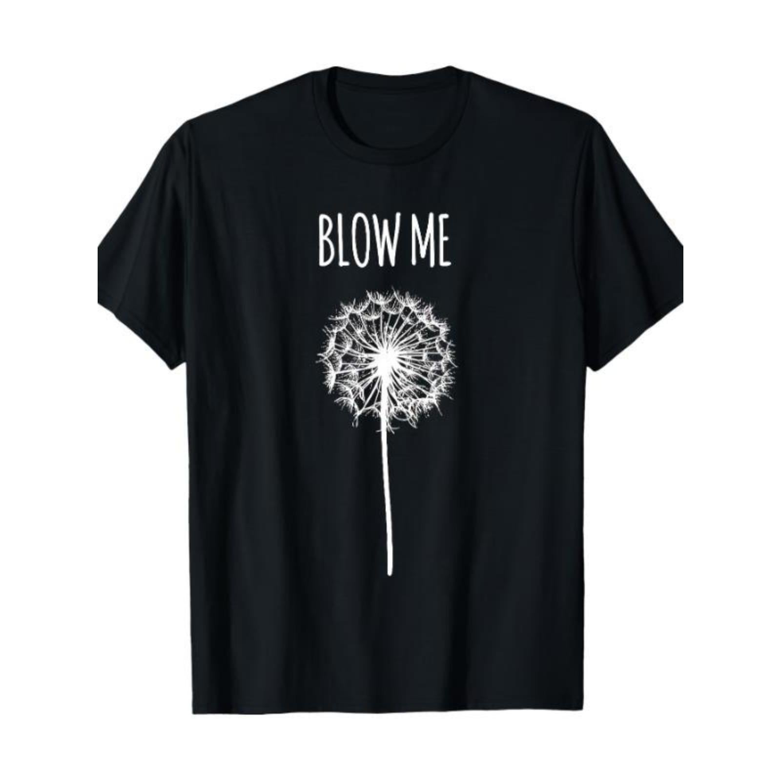 Men's 180g Cotton Shortsleeve T-Shirt - Round Neck, Funny "Blow Me" Dandelion Flower Puff Quote, Casual Streetwear Top, Ideal Gift
