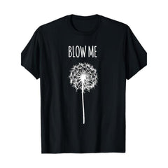Men's 180g Cotton Shortsleeve T-Shirt - Round Neck, Funny "Blow Me" Dandelion Flower Puff Quote, Casual Streetwear Top, Ideal Gift