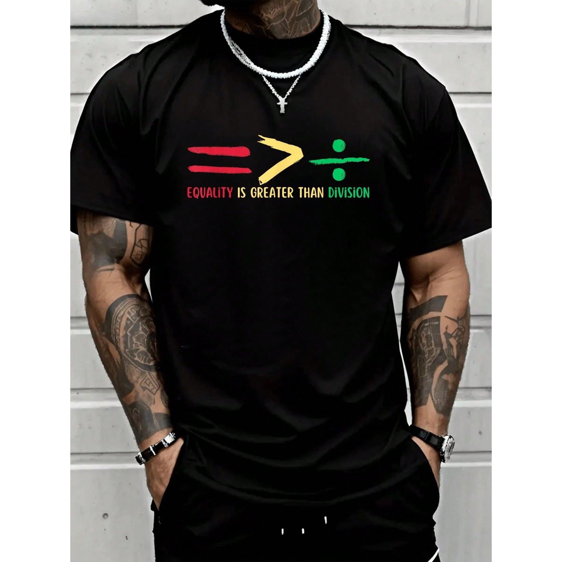 Equality Is Greater Than Division Black History Month Math T-Shirt - Men Relaxed Fit Clothing For All Seasons