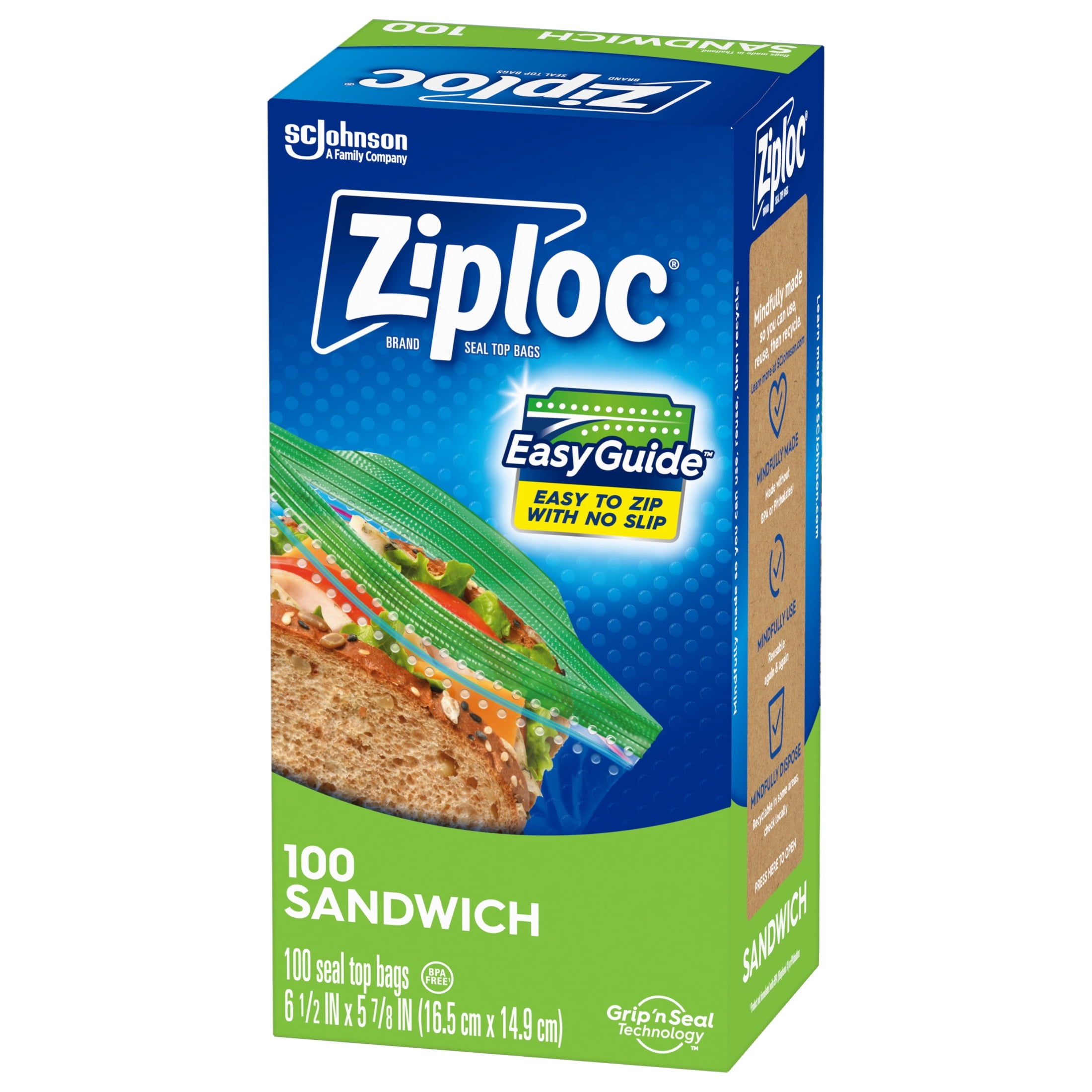 Sandwich Bags For Food Storage, School Supplies, with Easy Guide,100 Count