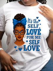 It's The Self Love For Me T-Shirt, Black Woman Blue Bow Graphic Tee