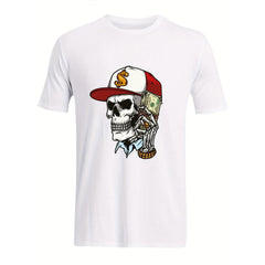 Men's Skull & Money Print T-Shirt - Casual Short Sleeve Hip Hop Style Graphic Design