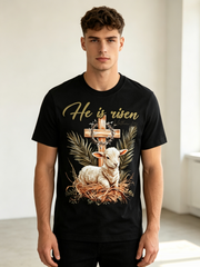 He Is Risen T-Shirt Matthew 28:6 Easter Sunday Lamb of God Tee