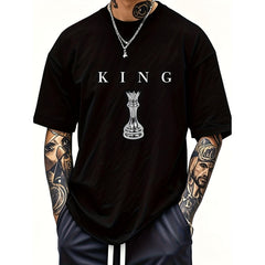 Men'S 180G Heavy T-Shirt by THE KING  Casual Short Sleeve Round Neck Shirt