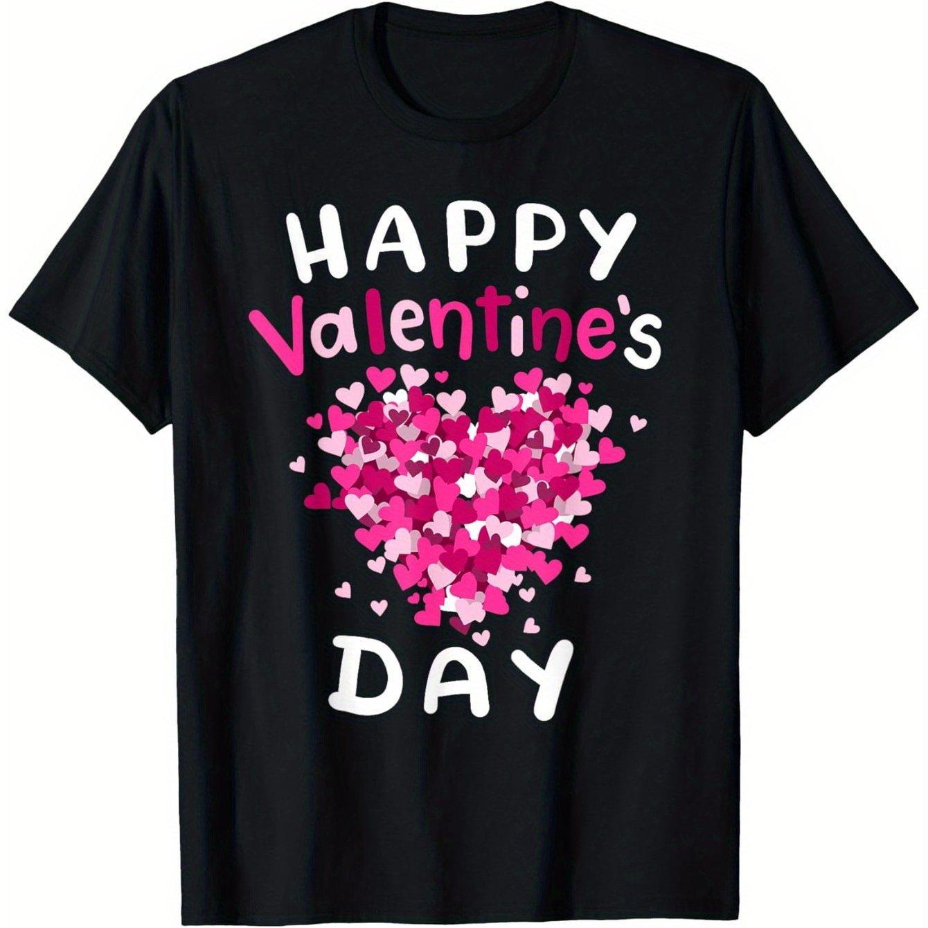 Happy Valentine'S Day Love Heart Funny Vday Men Women Boys Girls T-Shirt, Suitable for All Men And Women Outdoor Short-Sleeved T-Shirts in All Seasons, Ready to Wear 100% Cotton, S-XXXL