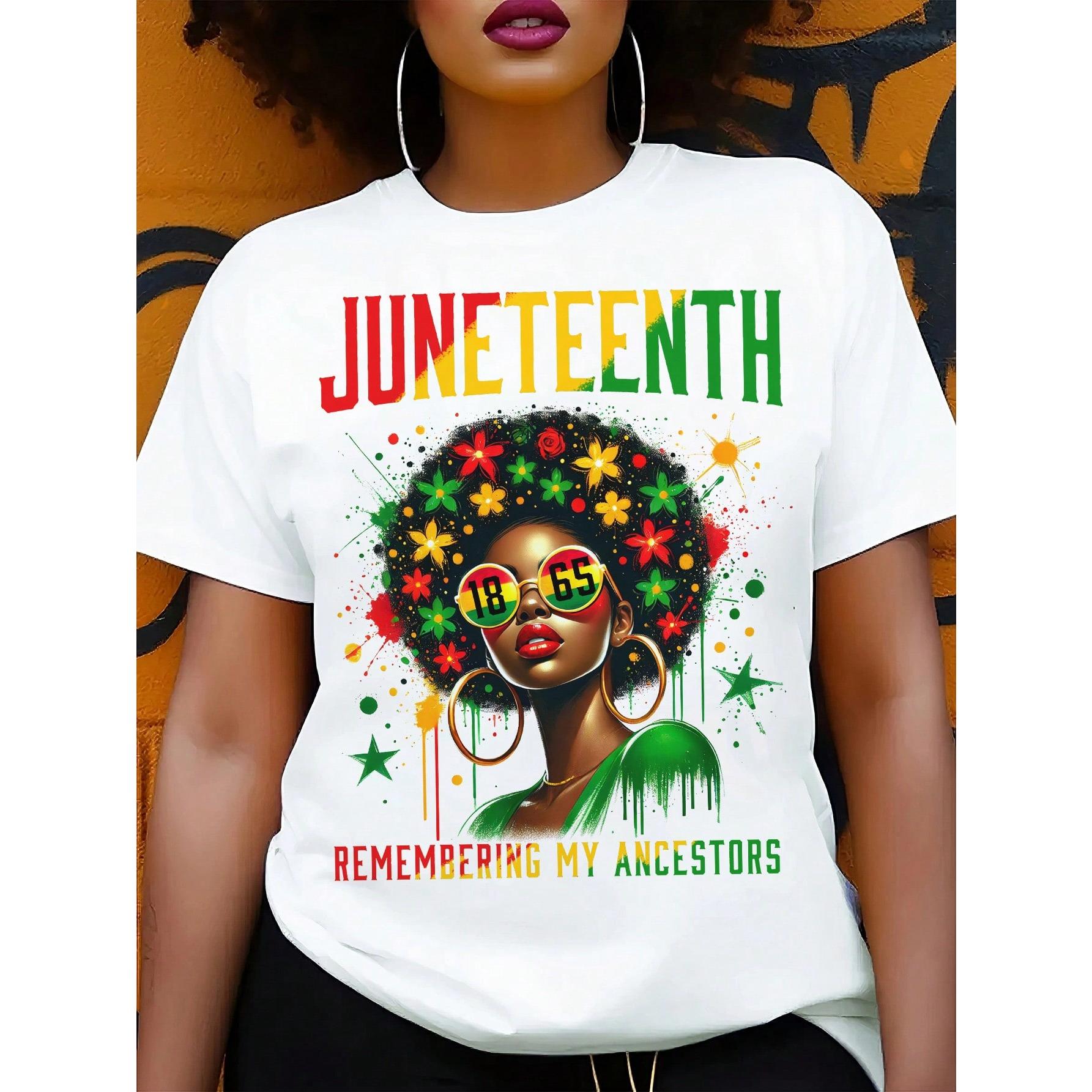 Juneteenth 1865 Fashionable And Versatile, New Summer And Spring Styles. Funny Women's T-Shirts Fashion-Ready Women's Tee Spring And Summer Essential With Round Neck, Ideal For Gift-Giving