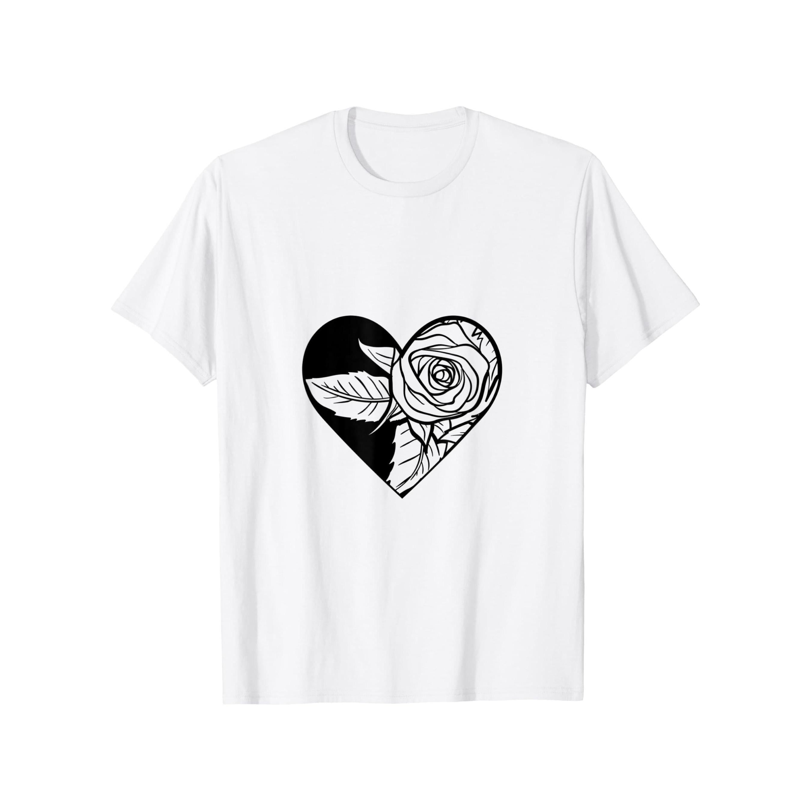 Men'S T-Shirt - Round Neck Casual Shirt, Heart-Shaped Rose Print, Valentine'S T-Shirt, Men'S Love Shirt, Heart Pattern Tee