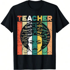 Black W.Oman Teacher Afro Retro Black History Month Gift T-Shirt