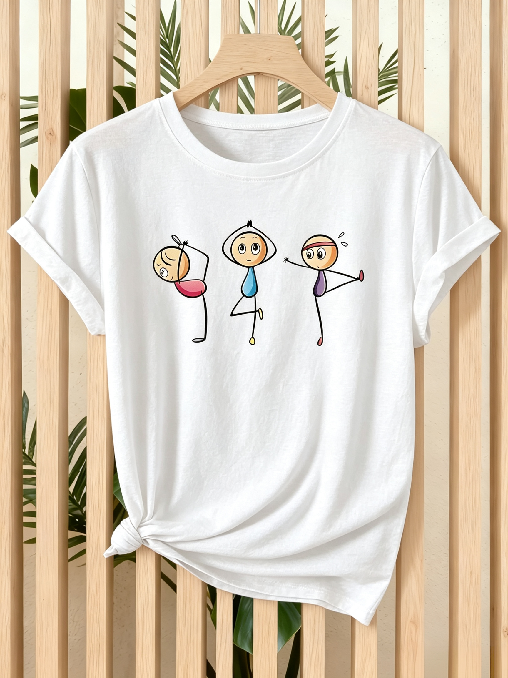 Funny Yoga Stick Figure T-Shirt Women Pilates Workout Humor Tee
