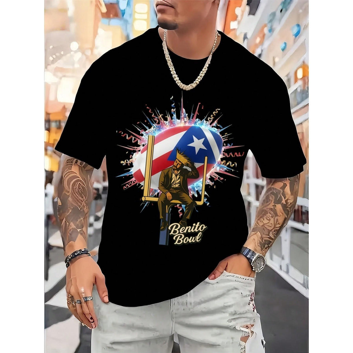 Men's And Women's 2026 Benito Bowl Game Commemorative T-Shirt - Retro Football Bowl Game Fan Apparel, Midfield Show Theme, Casual Crew Neck Design, Suitable For Fan Collection And Gifting, Comfortable Wear All Year Round (Printed Version)