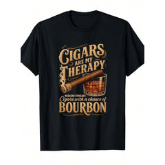Cigars Are My Relax Weekend Forecast Bourbon Apparel T-Shirt[Cool Design] Street Trending Style Women's Tee Comfortable Cotton Round Neck Shorts Same Gender Design And Sleeves Men's T Shirts
