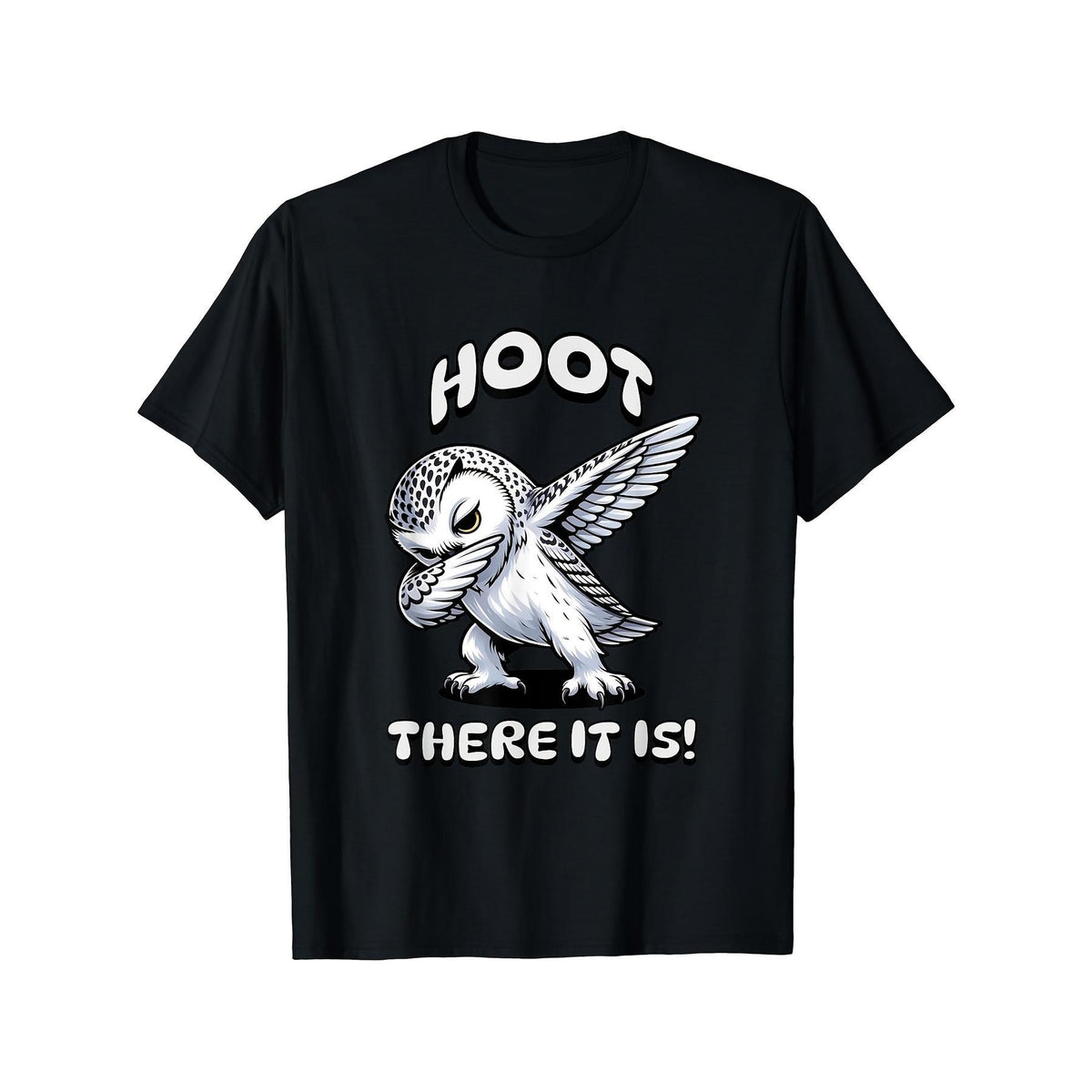 Men'S Heavyweight 180GSM T-Shirt | Funny "Hoot There It Is!" Snowy Owl Graphic Tee, Casual Everyday Shirt for Dad, Husband, Grandpa - Birthday Father'S Day Gift - Sizes S-5XL in Black, Extra Long PlusSize, Plus Size