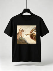 Adam Painting Graphic Crew Neck Tee INAWLY Weekend Outing Short Sleeve Top