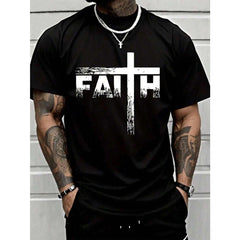 Men's Faith And Cross Plus Size  Graphic T-Shirt