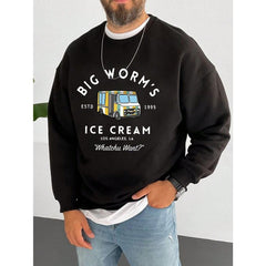 Men's Letter Print Round Neck Long Sleeve Slim Fit Casual Lightweight Sweatshirt, Spring/Autumn